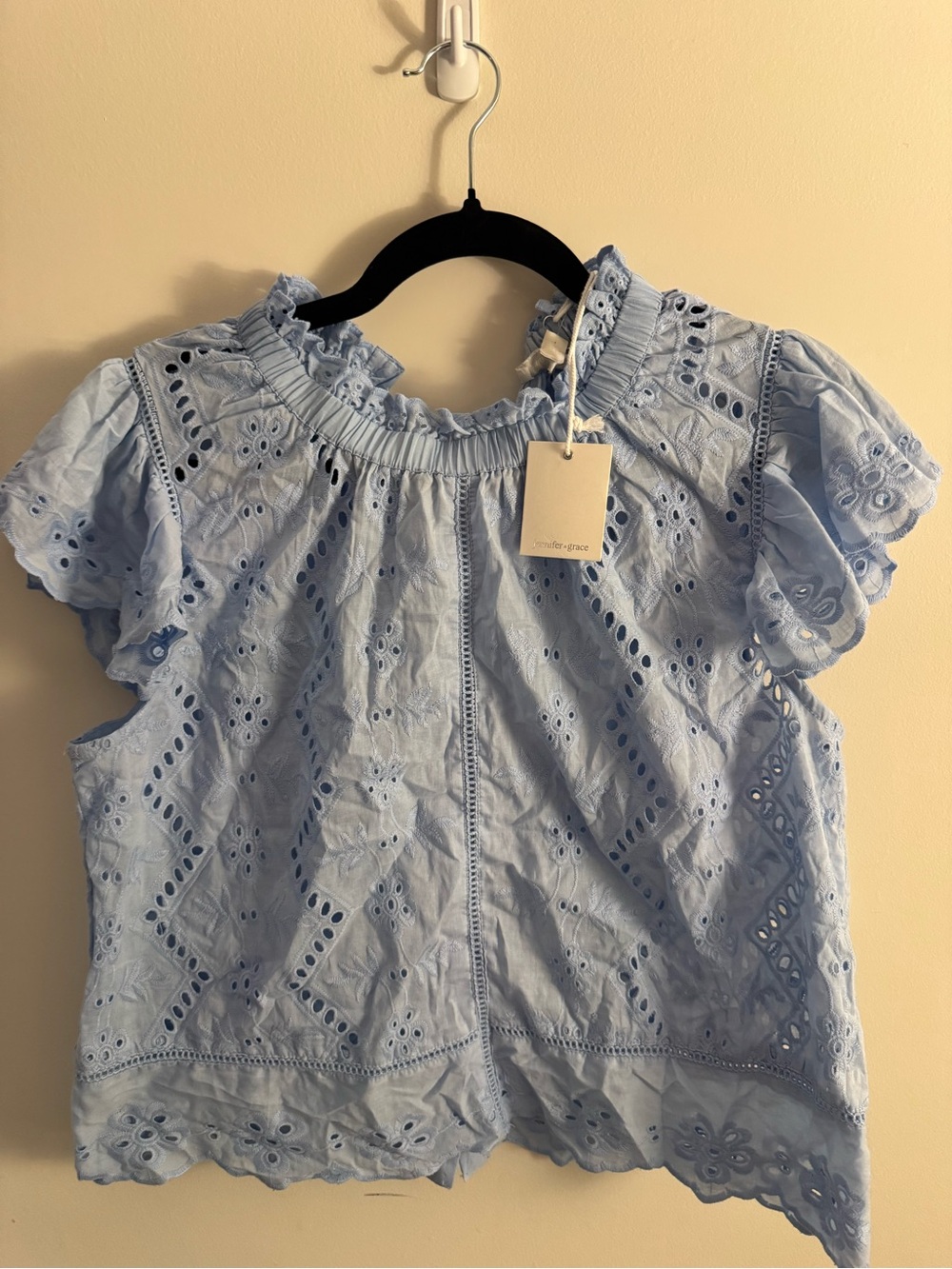 Jennifer & Grace Eyelet Shirt - Light Blue
